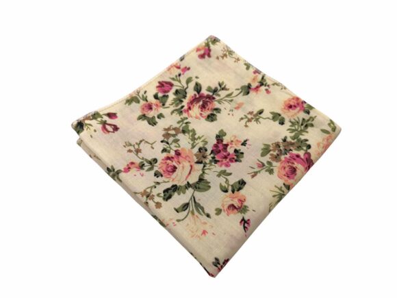 Cream Floral Cotton Pocket square