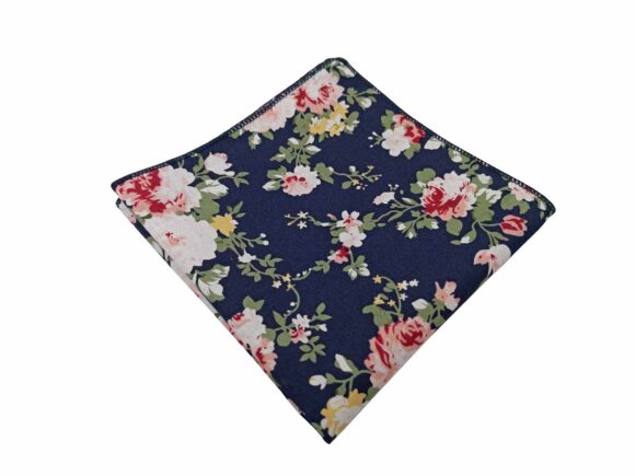 Navy Floral Cotton Pocket square