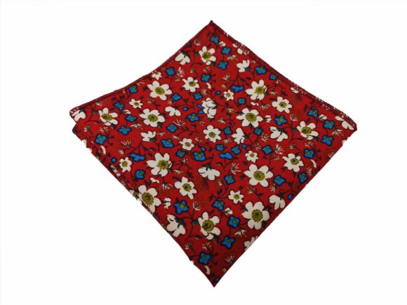 Red Floral Cotton Pocket square