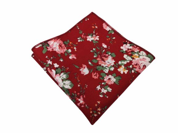 Red Floral Cotton Pocket square