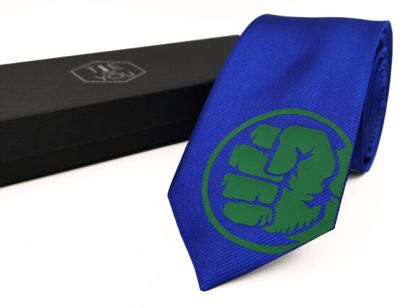 Hulk Blue green silk necktie