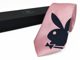 Playboy Rabbit Light Pink Navy silk necktie