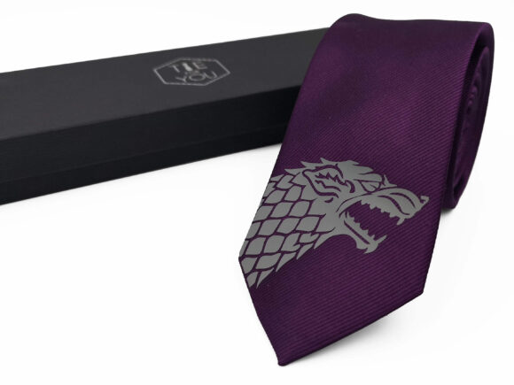 Game of Throne Stark Purple Grey Necktie