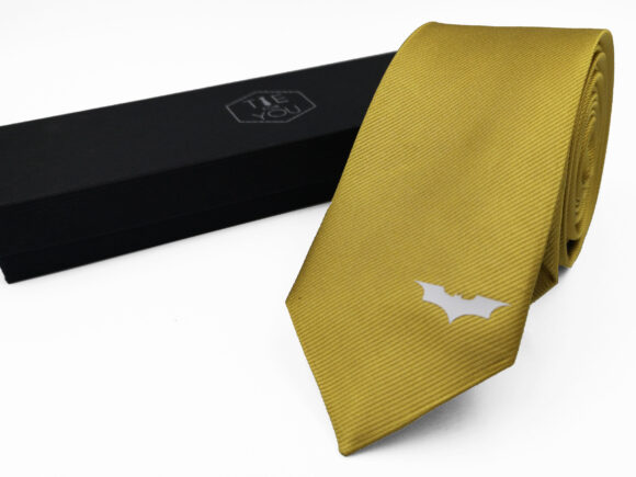 Batman Dark Knight small pattern Gold white silk necktie