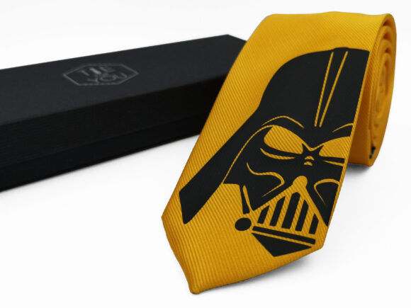 Darth Vader Mustard black silk necktie