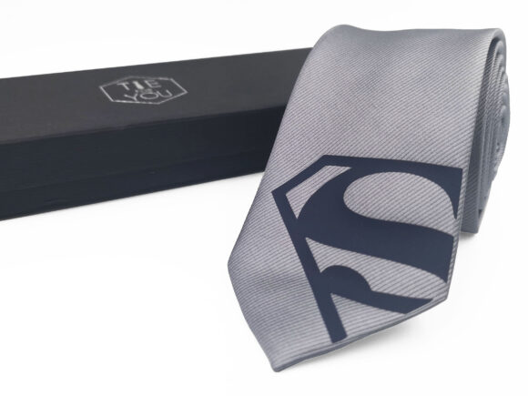 Superman Grey Navy silk necktie
