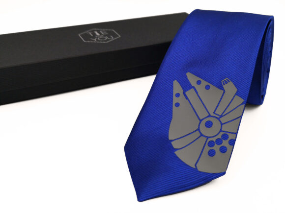 Millennium Falcon Blue Grey silk necktie