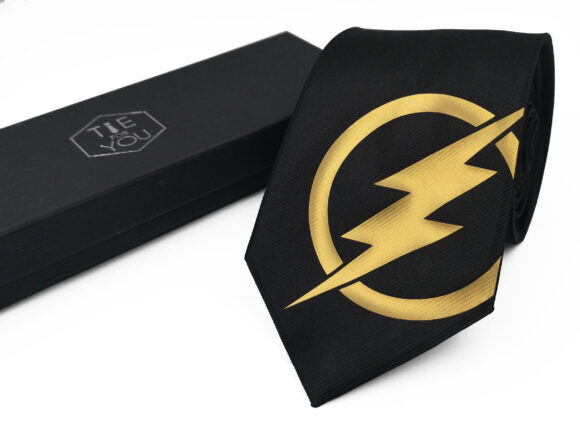 The Flash Black gold silk necktie