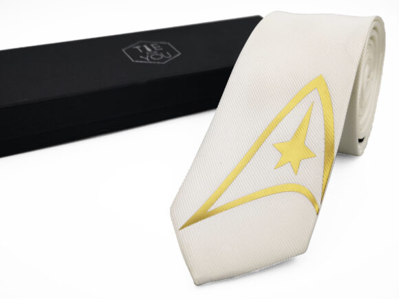 Star Trek white gold silk necktie