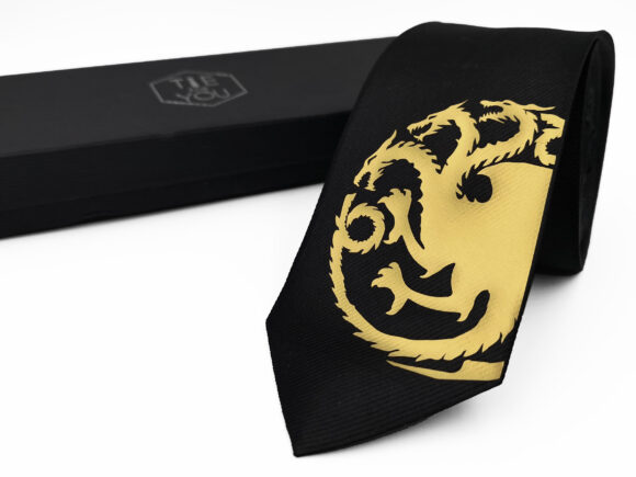 Game of Thrones Targaryen Black Gold Silk Tie