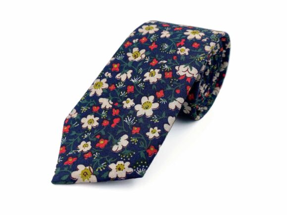 Green Floral Cotton Necktie