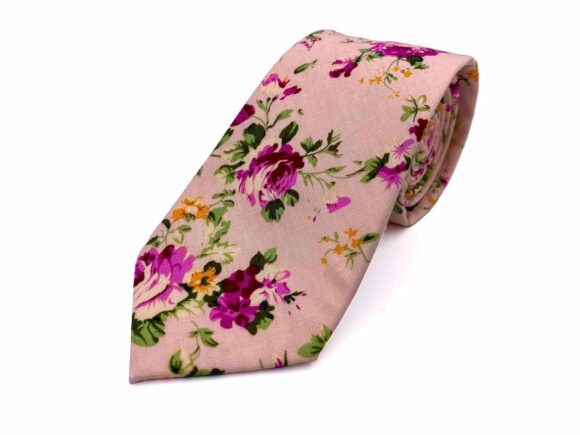 Pink Floral Cotton Necktie