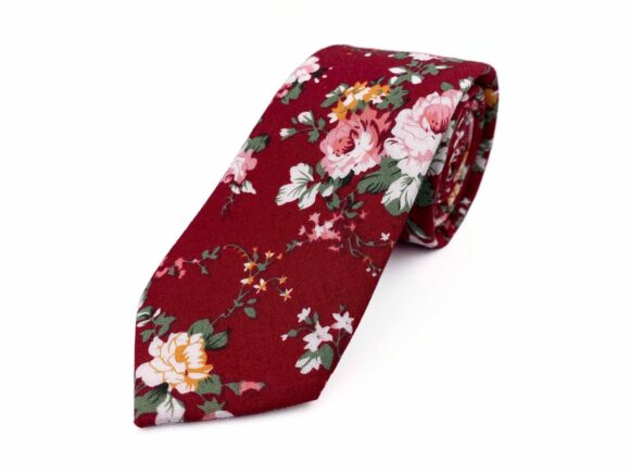 Red Floral Cotton Necktie